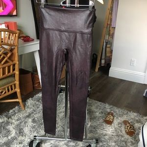 Spanx wine/maroon faux leather leggings